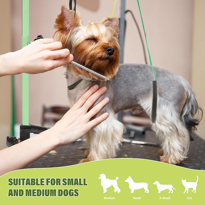 getlstub Dog Grooming Arm with Pet Grooming Hammock, 35" Pet Grooming Table Arm with Adjustable No Sit Haunch Holders, Dog Grooming Stand with Loop Noose for Small and Medium Pets, Green - Image 9
