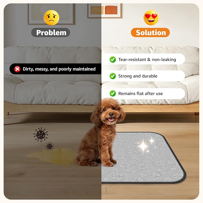 LOOBANI Washable Pee Pads for Dogs 41"x41",2 Pack, Gray | Specifically Designed For LOOBANI 43"X43"X27" Foldable Dog Playpen,Super Absorbent, Waterproof, Leak-Proof & Non-Slip - Image 8