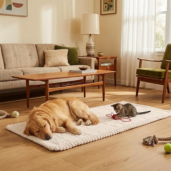 Fixwal Pet and Family Friendly Couch Covers, Washable Non-Slip Dog Mat with Waterproof Backing, Soft Plush Protector for Sofa, Car Seat, Bedside, Playpen, Camping (White, 27.6" x 70.9") - Image 9