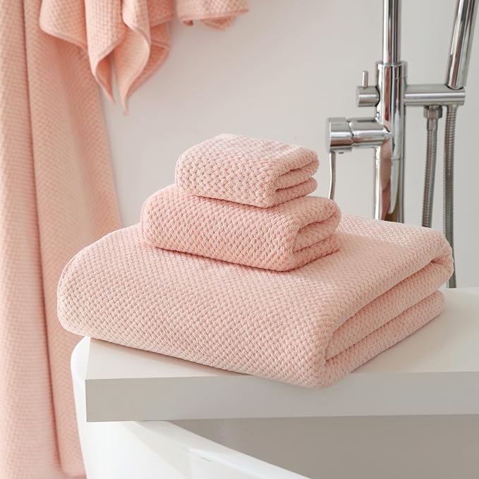30x60 Inches Extra Large Bath Towels Set Super Soft Absorbent Luxury Microfiber Towels for Bathroom (Pink, 6PCS) - Image 7