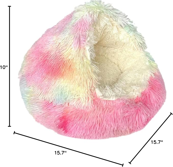 Cozy Cave Dog Bed, 2025 Cat Cave Bed with Cover, Cat Nest Bed, Pet Beds for Indoor Cats Cave & Calming Dog Beds Winter Anti-Slip & Washable Fluffy (Rainbow, L(26in/65cm)) - Image 9