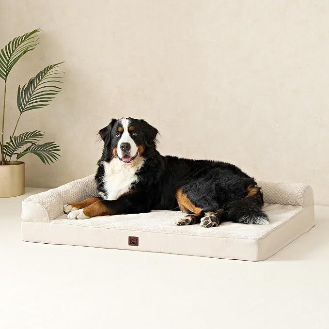 EHEYCIGA XL Dog Bed Memory Foam for Crate, Extra Large Dog Bed Orthopedic with Washable Removable Cover, Waterproof Pet Sofa Couch XLarge Size Dogs, 41x27x6.5, Beige - Image 9
