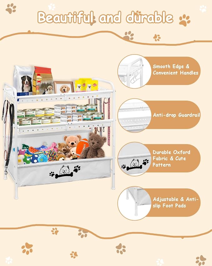 Large Dog Toy Basket, Dog Toy Bin with Storage Organizer, 3-Tier Pet Toy Box for Living Room, Toy Holder Chest for Pet Dog Cat, Multifunctional Chest Holder for Cat Dog Accessories - Image 8