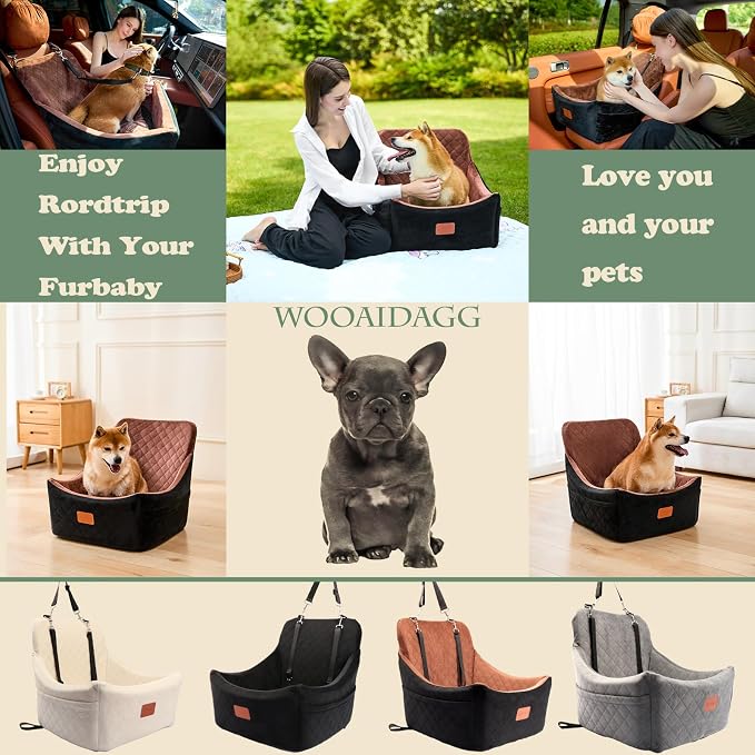 WOOAIDAGG Dog Car Seat for Medium Sized Dog,Pet Travel Car Bed with Seat Belt Channle,Fully Detachable and Washable Car Dog Seat with Adjustable Straps,3 Straps Easy to Install (Black/Grey) - Image 6