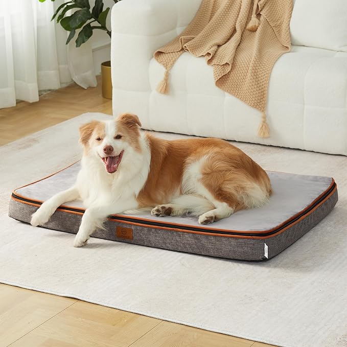 LIORCE Memory Foam XL Dog Bed - 4” Thick Orthopedic Beds for Extra Large Dogs - Waterproof Dog Bed with Removable Washable Cover & Wrap-Around Zipper - Ultimate Comfort and Easy Maintenance - Image 6
