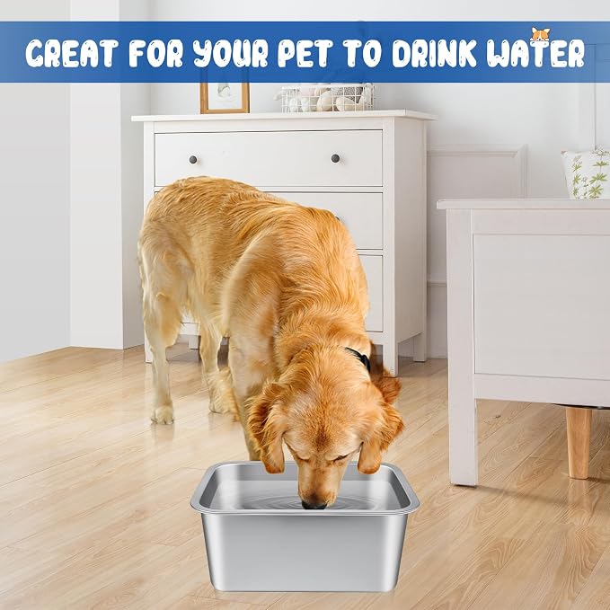 Bwogue 3 Gallon Large Water Bowl for Dogs, Stainless Steel Dog Water Bowl | Large Dog Water Bowl, 1 Pack, Food or Water Use, Thick Stainless Steel, XL-Large Dogs, Deep Design Helps Reduce Spills - Image 7