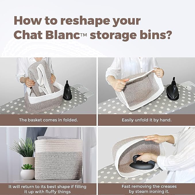 CHAT BLANC Cotton Rope Baskets for Organizing I Storage Baskets for Shelves | Rope Basket for Storage, Small Laundry Baskets, Woven Baskets for Storage, Dog Toy Bin, Baby Basket, Gray & Graphite 3Pack - Image 8