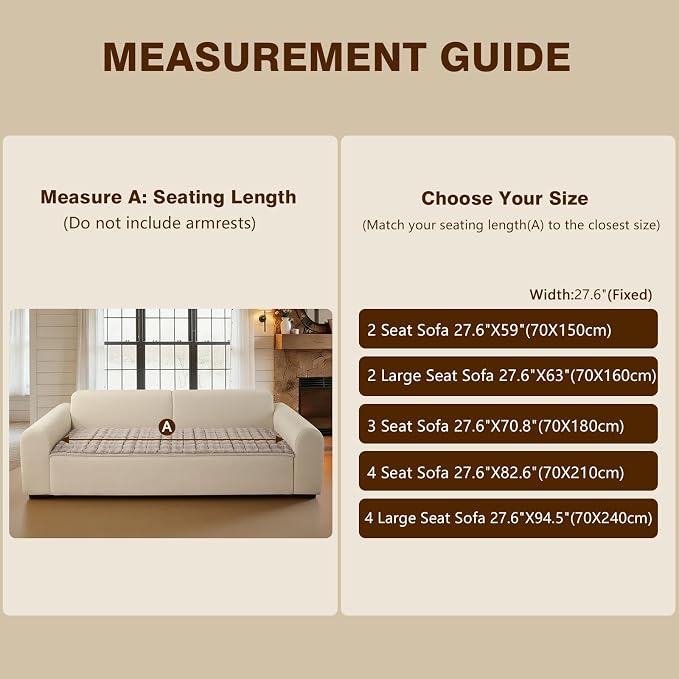 OHSIO Couch Cover for Pets Plush, Non Slip Cozy Sofa Cover Pet Friendly, Soft Thick Fuzzy Sofa Slipcovers for 3 Cushions Washable Couch Sofa Funiture Protector(Light Brown,27.6'' x 70.8'') - Image 9