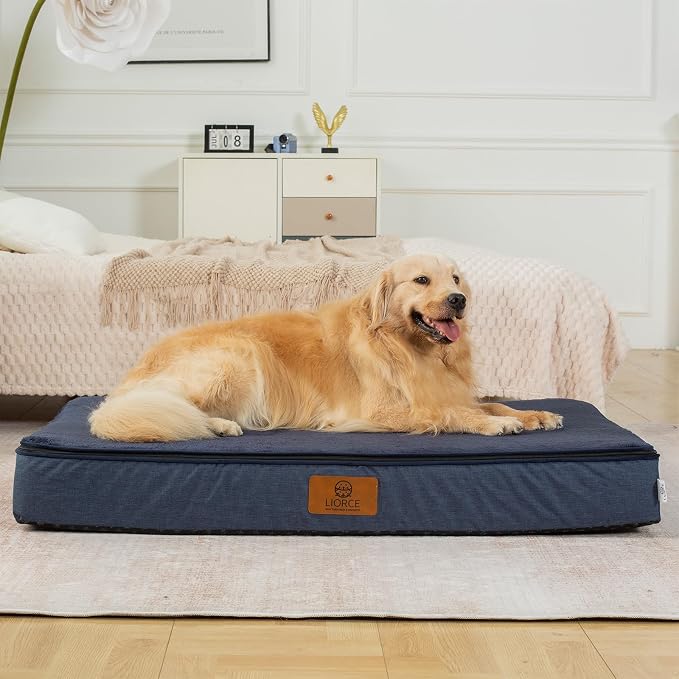LIORCE Orthopedic Memory Foam XXL Dog Bed - 6" Thick Beds for Extra Large Sized Dog - Waterproof Removable Washable Cover & Wrap-Around Zipper - Ultimate Comfort & Easy Maintenance, Navy - Image 6