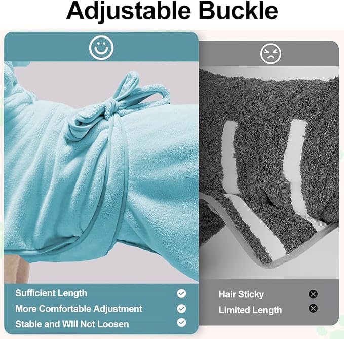 Medium to Large Size Dog Bathrobe, Quick Drying Super Absorbent, Warm Dog Towels, Adjustable Hoodies and Belts for Dog Bath Products (Blue,XL) - Image 8