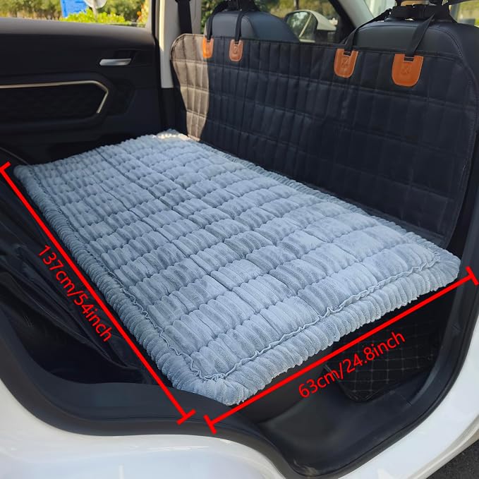 Dog Bed for Car, Backseat Pet Bed Mat, Dog Seat Cover for Car Back Seat, Non-Slip Travel Pet Mat, Fit for Backseat Extenders and Seat Covers (LightGray, 24.8x54inch) - Image 4
