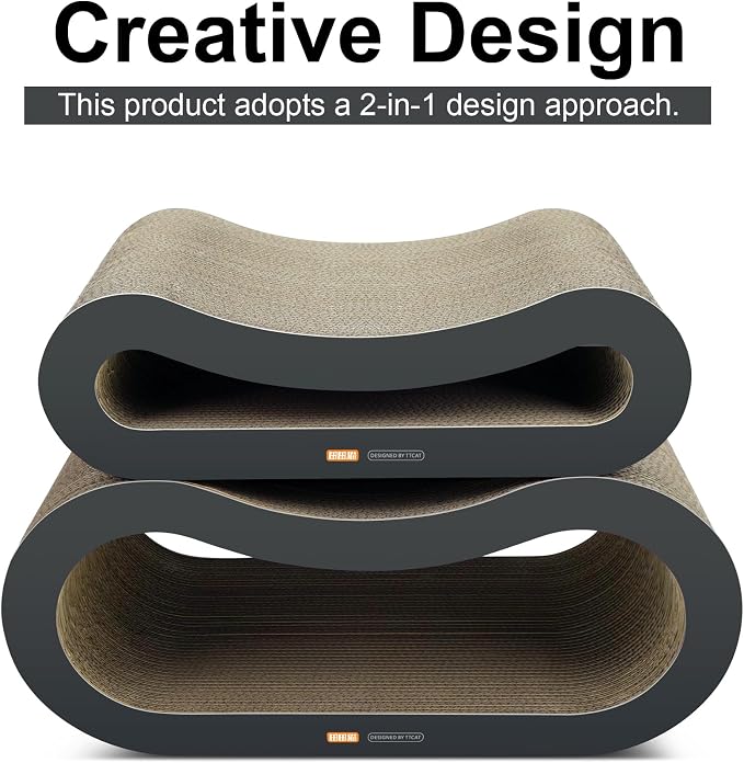 TTCAT Cat Scratching Pad, 2 in 1 Corrugated Cardboard Cat Scratcher Lounge for Indoor Cats, Durable Cat Scratching Board Reversible with Catnip for Furniture Protection. - Image 9