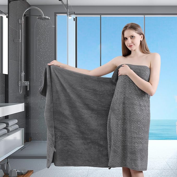 Bath Towel Set of 4 Extra Large Bath Sheet 35"x70" Oversized Bath Towel Soft Microfiber Bathroom Towel for Adults Highly Absorbent Quick Dry Towel Set for Bathroom,Hotel,Shower Bath Sheet Towel Grey - Image 8