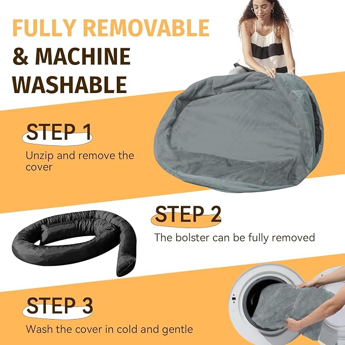Waterproof Orthopedic Dog Bed for Extra Large Dogs, Grey | Supportive Crate Foam Relieves Joint Pressure, 360°Bolsters, Waterproof Inner,Washable Cover, Non-slip Bottom - Image 7