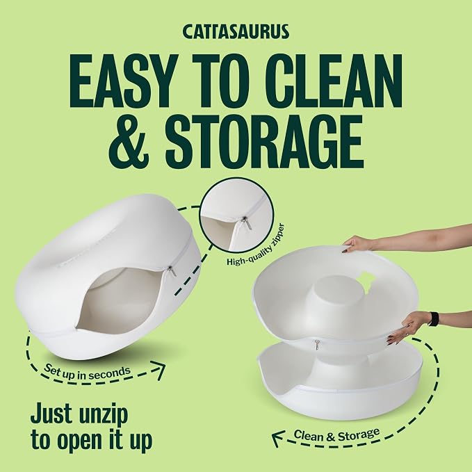 Cattasaurus Peekaboo Cat Cave Donut for Multiple & Large Cats up to 30-45 lbs, 3-in-1 Self Warming Cat Bed, Tunnel & Scratcher for Indoor Cats, Washable & Detachable Small Dog Bed (White, Large) - Image 7
