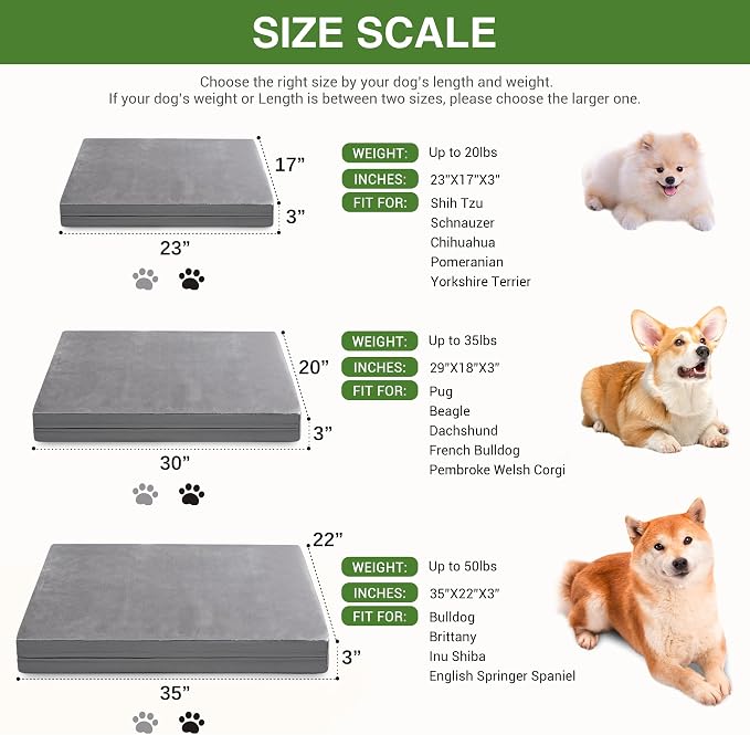 Waterproof Dog Bed Medium Size Dog, Washable Crate Pad 30" Orthopedic Gray | Outdoor Pet Bed Foam, Reversible Faux Leather & Flannel, Removable Cover,Anti-Slip Kennel Pad 29"x18" - Image 9