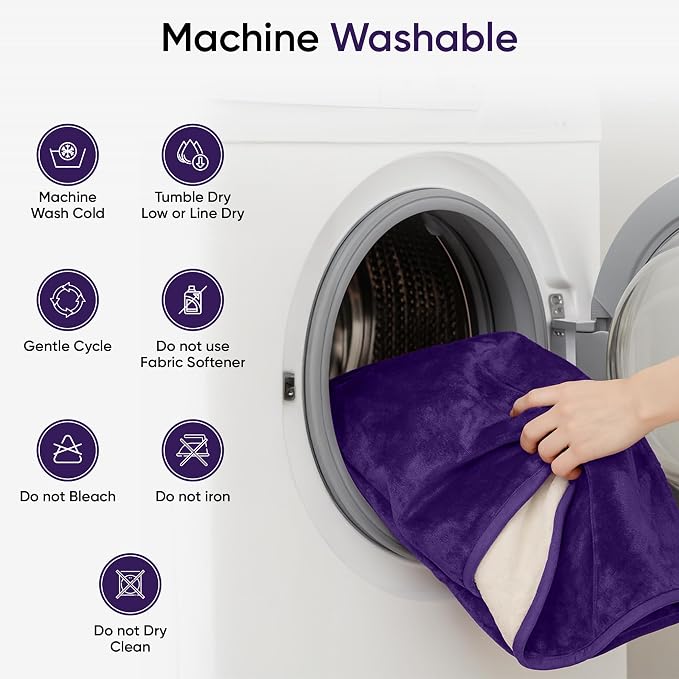 Waterproof Blanket for Bed, Couch & Sofa, Reversible Sherpa & Flannel Throw Blanket, Leakproof Soft Washable Furniture Protector for Pets & Home (Purple, 40"x60") - Image 7
