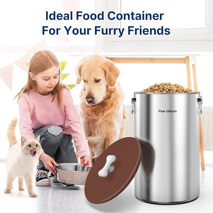 Paw Libero 2PK 35 Lbs Stainless Steel Dog Food Storage Container with Airtight Lid & Ceramic Bone Handle, Large Metal Dog Food Bin for Dogs & Cats, Keep Fresh, Easy to Clean - Image 7