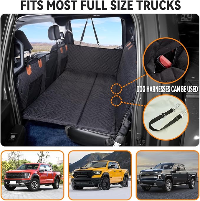 YJGF Hard Bottom Dog Car Seat Cover for Full-Size Trucks,Back Seat Extender | Strong Support,More Rest Space,Waterproof, Scratch Resistant,Car Seat Protector,Dog Hammock for Car/SUV/Small Truck - Image 7