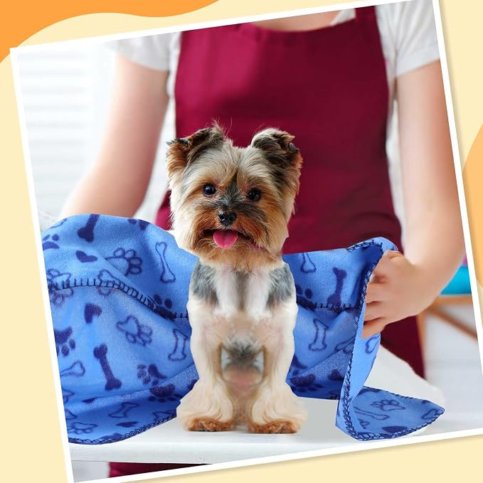 Preboun 50 Pack Puppy Blankets Bulk, 24 x 28 Inch Soft Fleece Pet Paw Print Blankets, Sleep Mat Bed Cover for Kitten, Dogs, Cats & Small Animals, 25 Styles - Image 6