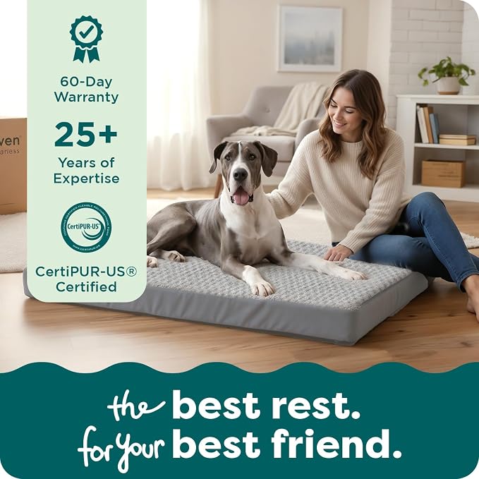 FurHaven Orthopedic Dog Bed for Large Dogs, Mattress Style Bed, Egg Crate with a solid Orthopedic Foam Base for Joint Support, Washable Cover, Jumbo Plus XXL, Plush Faux Fur & Suede, Gray - Image 9