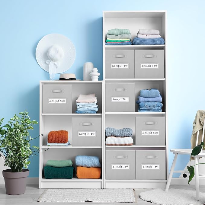 13x13 storage cube bins (Set of 10) Foldable Fabric storage cubes with 10 Labels Window Cards & a Pen,13 inch cube storage bins,Closet Organizers for Shelves,Cubby Organizer Boxes,Light Gray - Image 6