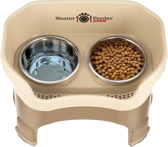 Neater Feeder Deluxe Mess-Proof Elevated Dog Bowls for Large Dogs (40+ lbs), 2 Height Adjustable (14.5” & 17.5”) No-Spill Raised Dog Bowl Stand, Stainless Steel Food Bowl Set, Made in USA, Cappuccino - Image 9