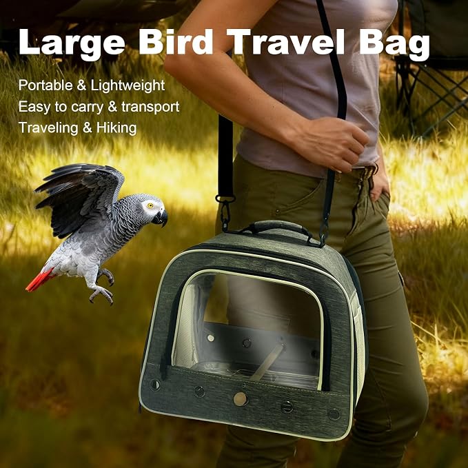 halinfer Bird Carry Carrier to Transport Large Size Parrot, Portable Bag with Metal Tray and Grid for Medium and Large Birds Like African Grey, Long Tail Cockatiel and Parrot - Image 7
