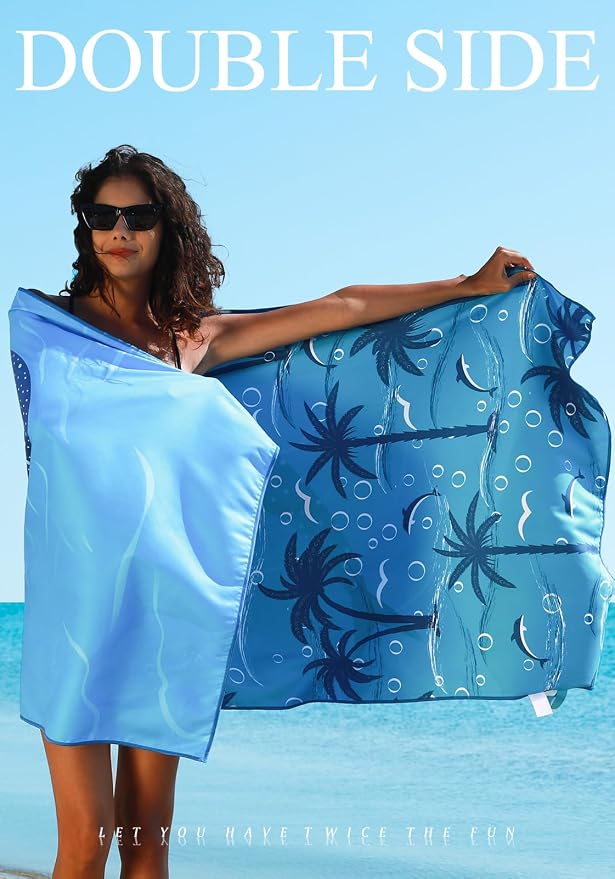 Yongoes 4 Pack Microfiber Beach Towel Oversized 71x32 Colorful Print Bulk | Lightweight Thin,Sand Free,Super Absorbent Quick Dry Large Towels for Swim Pool Bath Travel Vacation Accessories Essentials - Image 7