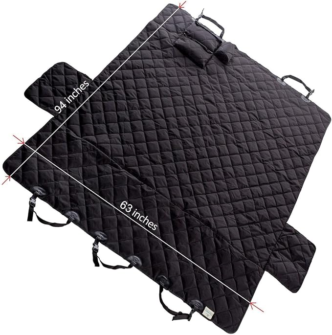 XXL Extra Wide (63”) & Extra Long (94”) with Floor Coverage Dog Seat Cover for Trucks, SUVs & Cars – Heavy Duty, Pet Hammock, Washable + Pet Travel Bowl - Image 7