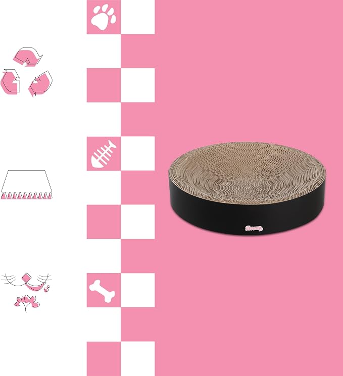 CSR1010H Nelson 20.13" Modern Cardboard Round Bowl Cat Scratcher with Catnip, Ink - Image 8