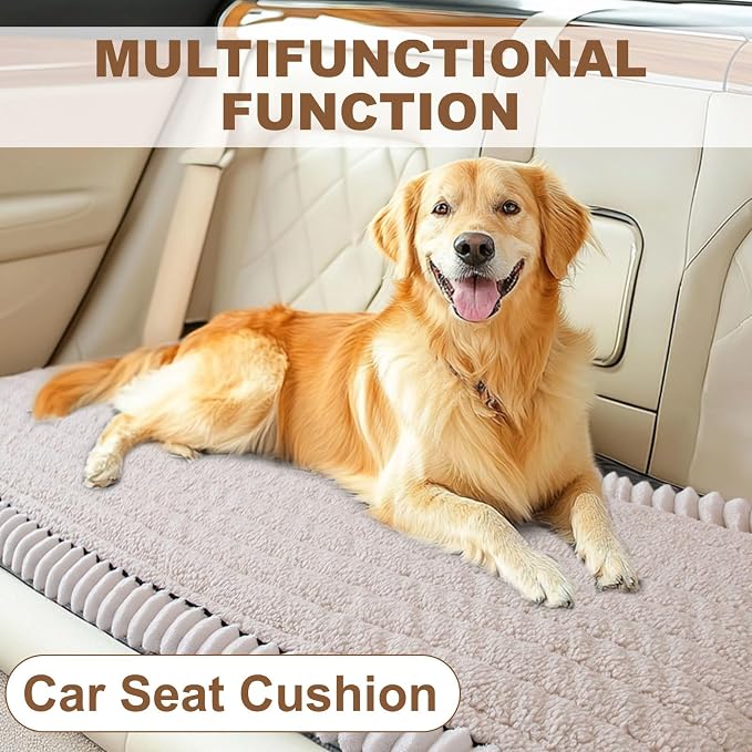 STACYPIK Fuzzy Beige Couch Cover for Large Dogs, Non Slip Sherpa Sofa Cover, Geometric Striped Furniture Protector for 2 Cushion Couch Multi-use Dog Bed Mats Living Room Home Decor-27.6x59.1IN - Image 8