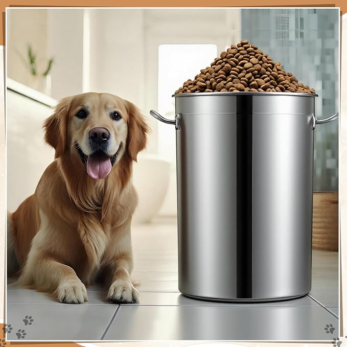 Maxdot 35 Lbs Stainless Steel Food Storage Container for Dog with Airtight Bamboo Lid Spoon & Wooden Claw Handle, Large Metal Pet Food Bin to Keep Fresh Easy Clean & Use for Dog Multiple Pet - Image 6