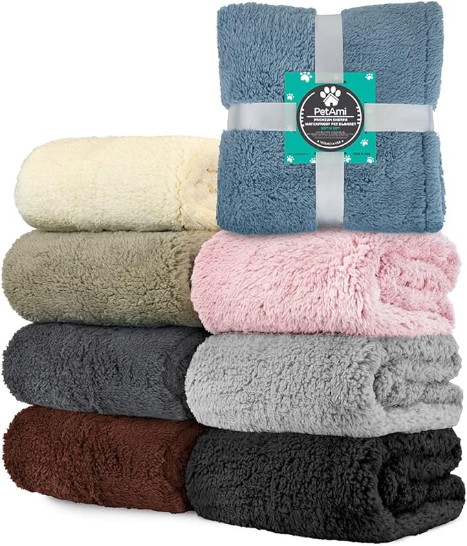 PetAmi Fluffy Waterproof Dog Blanket for Couch and Bed, Reversible Sherpa Pet Throw, Pee Proof Furniture Protector Sofa Cover, Washable Cat Blanket for Medium Large Dogs and Cats (Black, 60x80) - Image 9