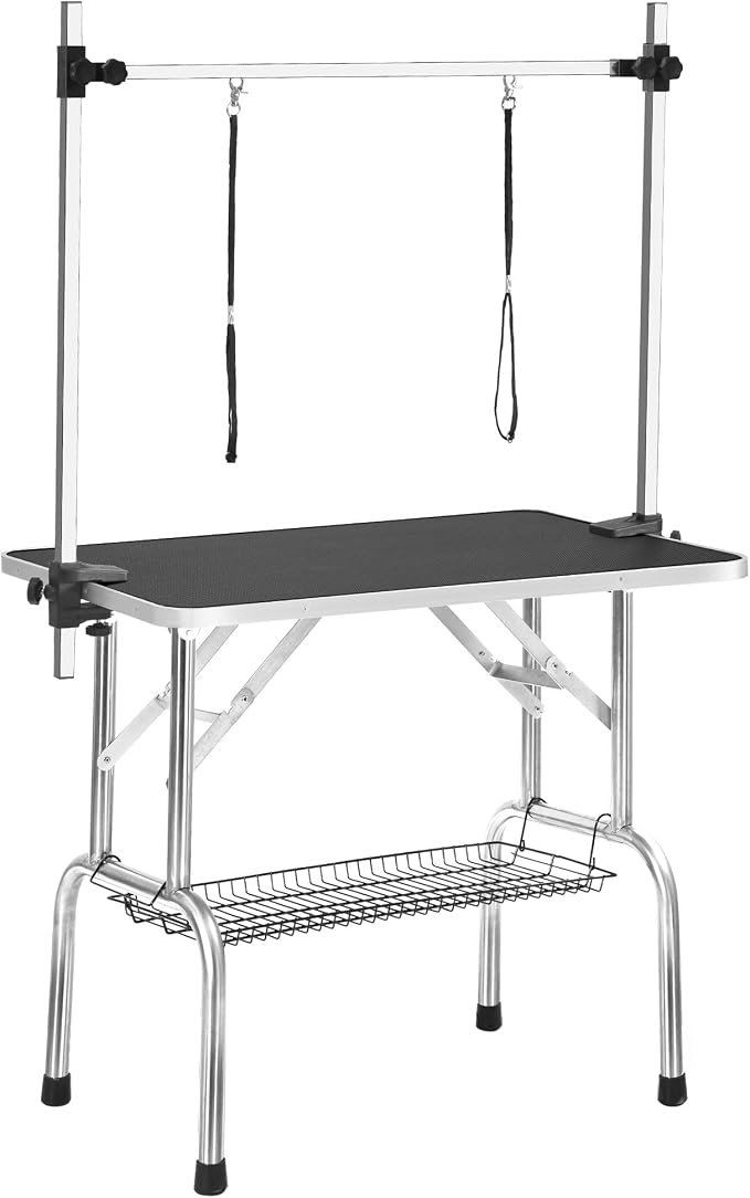 47"Professional Dog Pet Grooming Table Adjustable Heavy Duty Portable w/Arm & Noose & Mesh Tray (46", Black) - Image 9