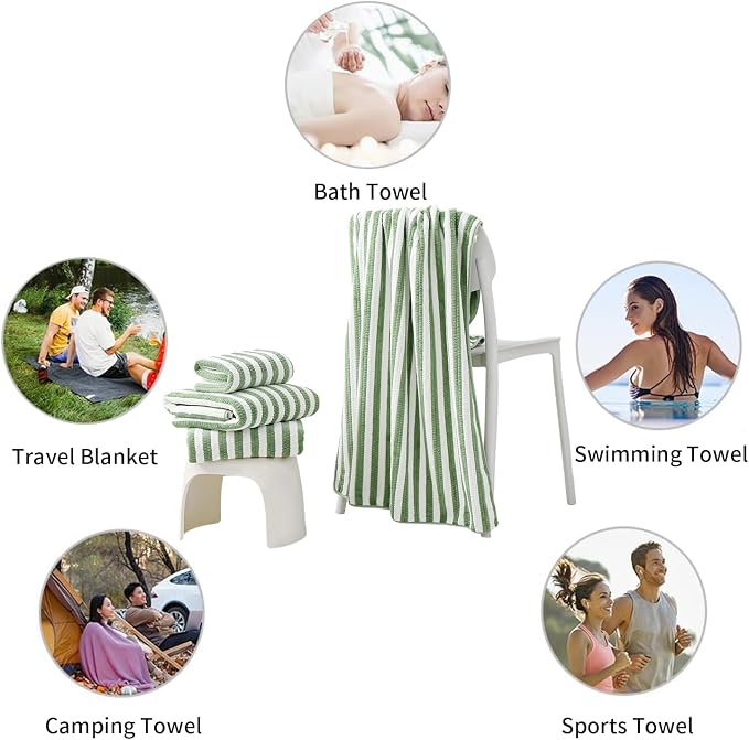 18-Piece Microfiber Bath Towels Set - 6 Bath Sheet, 6 Hand Towels, 6 Washcloths, Soft, Highly Absorbent Bathroom Towel, Quick Dry & Less Lint Shower towel for Bathroom, Hotel, Spa, Dorm-Light Green - Image 8