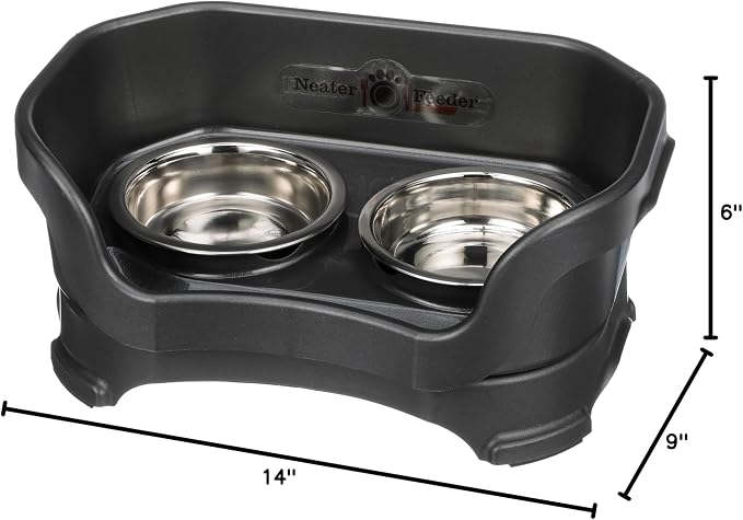 Neater Pet Brands Neater Feeder Deluxe Mess Proof Cat Bowls Elevated, Made in USA, No Spill Raised Bowls for Indoor Cats, Stainless Steel Food and Water Bowl Set, Pet Dish Feeding Station, Black - Image 10