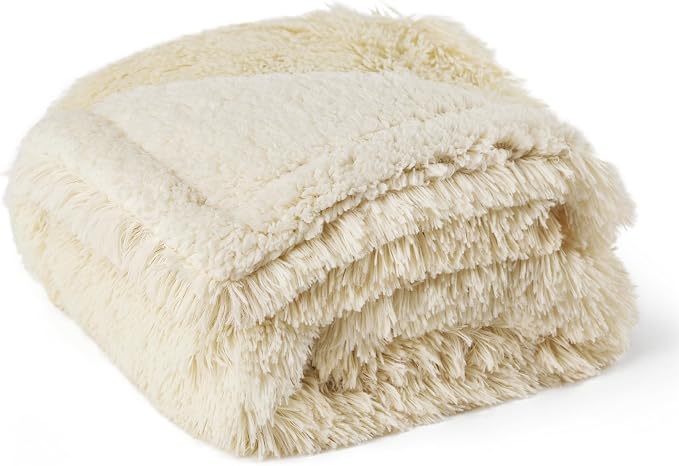 Bedsure Waterproof Dog Blankets for Medium Dogs, Fluffy Faux Fur, 40x50 | Plush Fuzzy Reversible Pet Blankets for Couch and Dog Bed,Soft Calming Throw Cat Blanket Washable, Dog Gift, Cream - Image 9