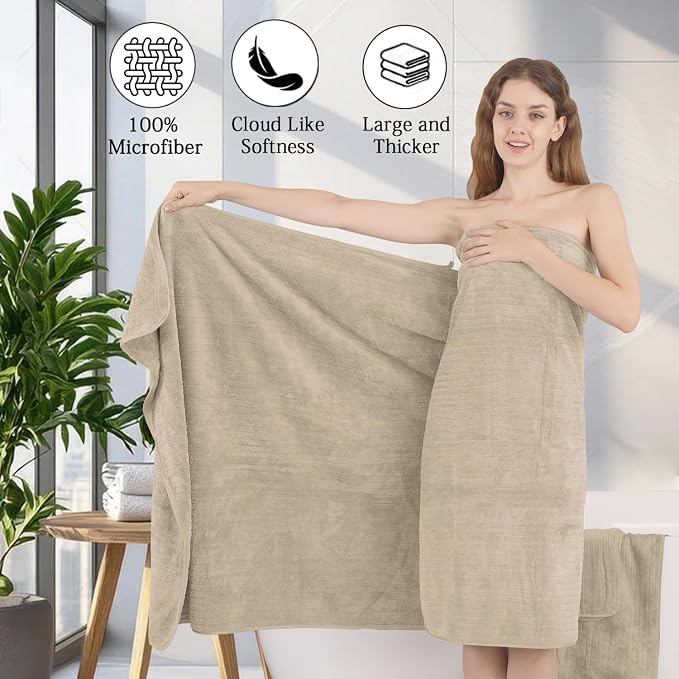 18 Piece Family Bath Towel Set Include 6 Bath Towels,6 Hand Towels and 6 Washcloths Soft Bathroom Towel with Hanging Loops,Highly Absorbent Quick Dry Towels Set for Bathroom,Hotel and Spa-Beige - Image 9