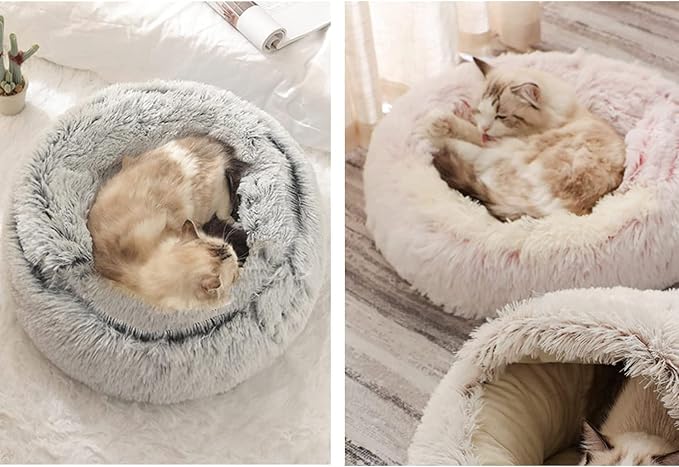 YUDANSI Small Dog Bed Hooded, Cat Cave Bed for Indoor Cats with Covered Hood for Small Dogs Cats Puppy, Plush Faux Fur Enclosed Nest(pink-26'') - Image 7