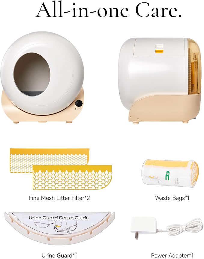 Furrytail Automatic Litter Box Self Cleaning, Kitty Litter Box, Smart Safety Sensors, Advanced Odor & Leak Control, Large Capacity for Multi Cat Homes, with App Control & 40 Trash Bags,Cream - Image 9