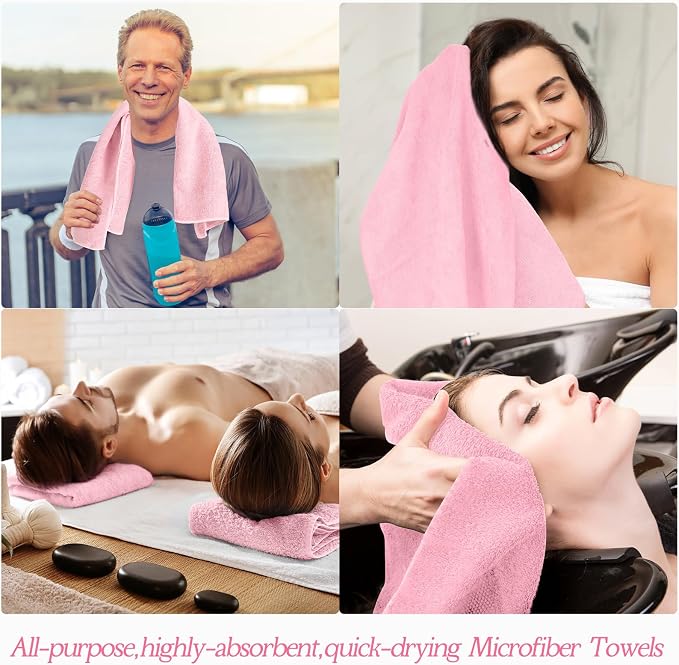 Shimeyao 40 Pack Bleach Proof Towels Microfiber Absorbent Resistant Hair Hand Towels Bulk Quick Dry for Barber Gym Bath Spa Shaving (Dark Pink,16 x 29 Inch) - Image 7