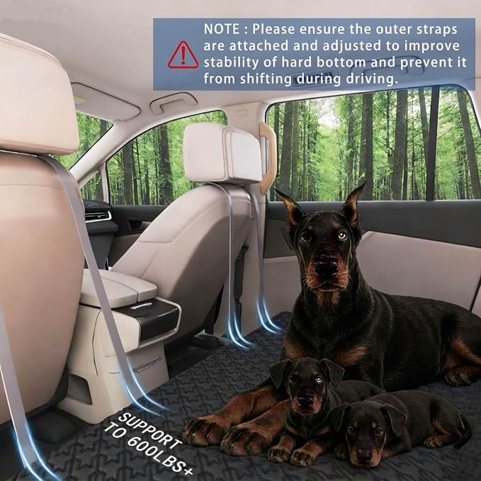 Upgraded Durable Hard Bottom Dog Car Seat Cover with EPE Sponge Cushion, Foldable Dog Rear Seat Protector, Waterproof Pet Car Seat Hammock, Seamless Dogs Back Seat Extender for SUV Truck(XL) - Image 9