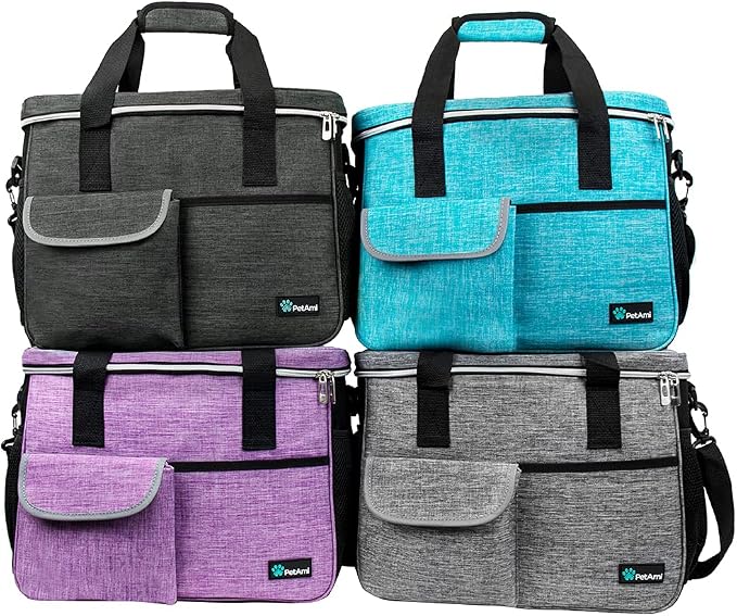 PetAmi Dog Travel Bag Organizer, Pet Travel Kit with 2 Food Containers & 2 Collapsible Dog Bowls, Pet Supplies Tote with Luggage Sleeve, Weekend Road Trip Camping Essentials, Purple, Medium - Image 7
