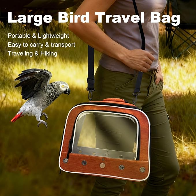 halinfer Large Bird Carrier Cage, Portable Bird Carrying Bag with Metal Tray and Grate to Transport Medium and Large Birds Like African Grey, Long Tail Cockatiel and Parrot - Image 7