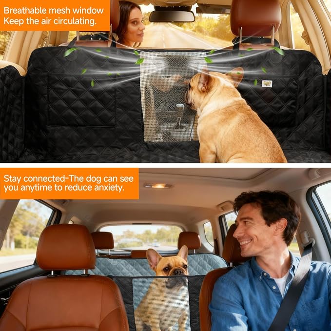 PETTALK Deluxe 2 Sided Dog Car Cover for Back Seat,Waterproof Protector | 2 Sided for Double Comfort 4 Seasons,Durable Heavy Duty,Anti Scratch,Non-Slip,Odorless,Cars SUVs Truck,Dog Seat Belt Included - Image 8