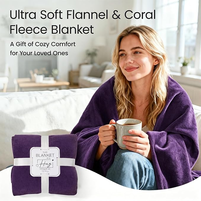 LOOBANI Waterproof Blanket for King Size Bed, Reversible Leakproof 85"x108" | Deep Purple, Soft Flannel & Coral Fleece Bed Blanket, Water Resistant for Sofa Cover, Movie Nights, Camping, Pet-Friendly - Image 8