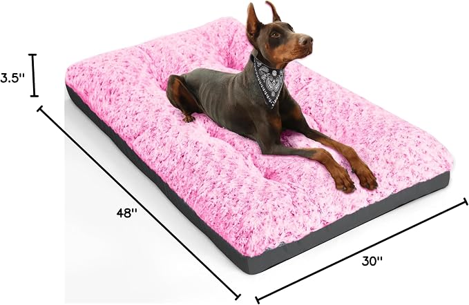 POCBLUE Extra Large Dog Bed, Washable XXL Plush Pet Mat for Crate/Cages, Non-Slip Pet Bed for Outdoor/Indoor/Car Use, Comfy & Soft Kennel Pad for Dogs Up to 110 lbs, 47"x29", Pink - Image 7