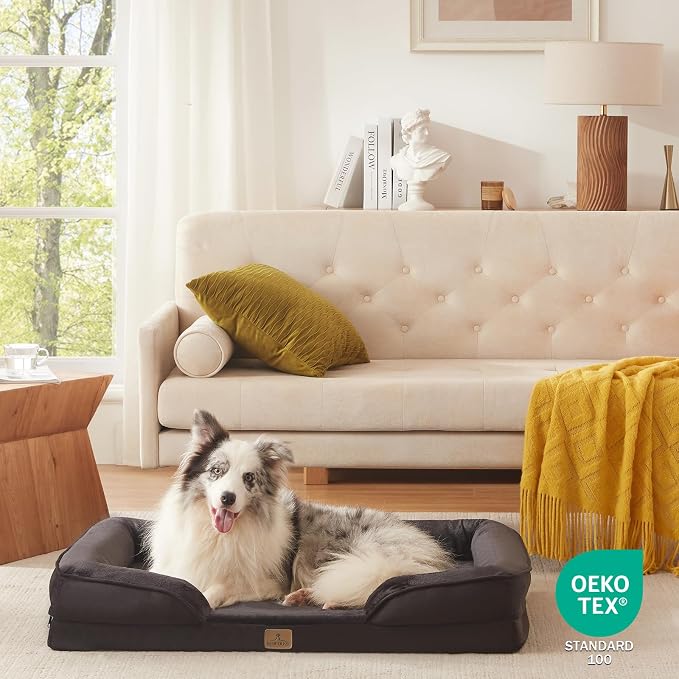Bedfolks Orthopedic Dog Bed, Big Waterproof Dog Sofa Bed for Large Dogs, Egg Foam Pet Couch Bed with Removable Washable Cover and Nonslip Bottom, Black - Image 8