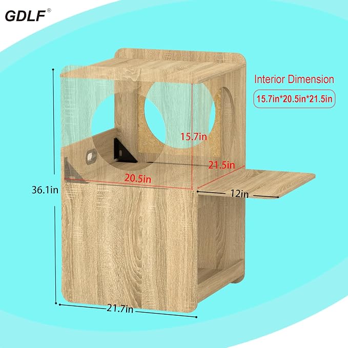 GDLF Cat Feeding Station with Water Fountain Space, Elevated Window Perch | Elevated Feeding Area, Spill-Proof Silicone Mat, Window Perch, Pull-Out Platform, Hidden Cat Storage - Image 9